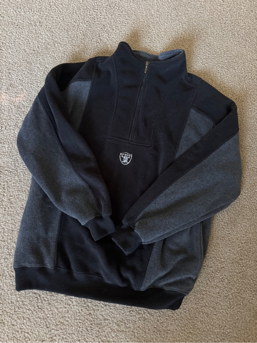 Vintage Raiders by Lee Black & Charcoal Quarter-Zip Fleece Pullover L